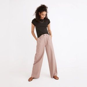NWT Cotton-Linen Pleated Wide-Leg Pants - 10 Tall